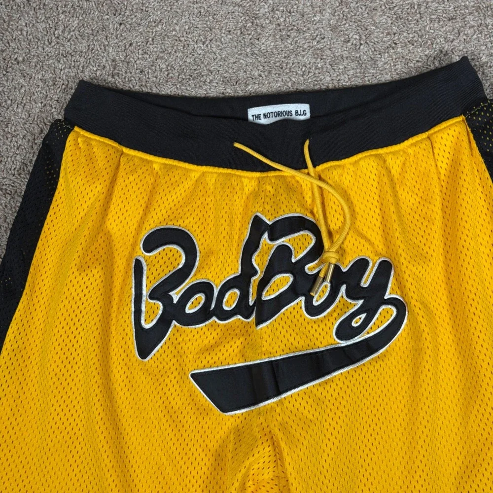 Headgear Classics Notorious BIG Bad Boy Mesh Basketball Shorts Yellow Mens 2XL